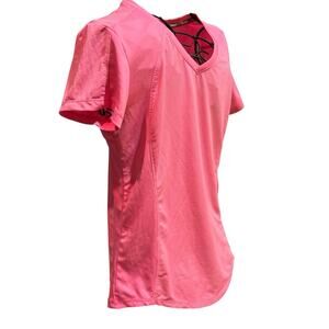 RBX Activewear Shirt Womens Small Pink Performance Short Sleeve V-Neck Pullover